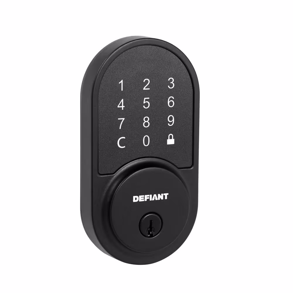 Defiant Round Matte Black Smart Wi-Fi Deadbolt Powered by Hubspace