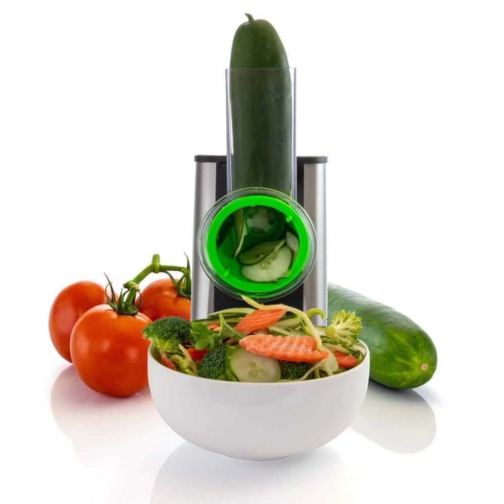 MegaChef Stainless Steel Electric Salad Maker, Salad Shooter, Shredder, Slicer, Chopper and Shooter