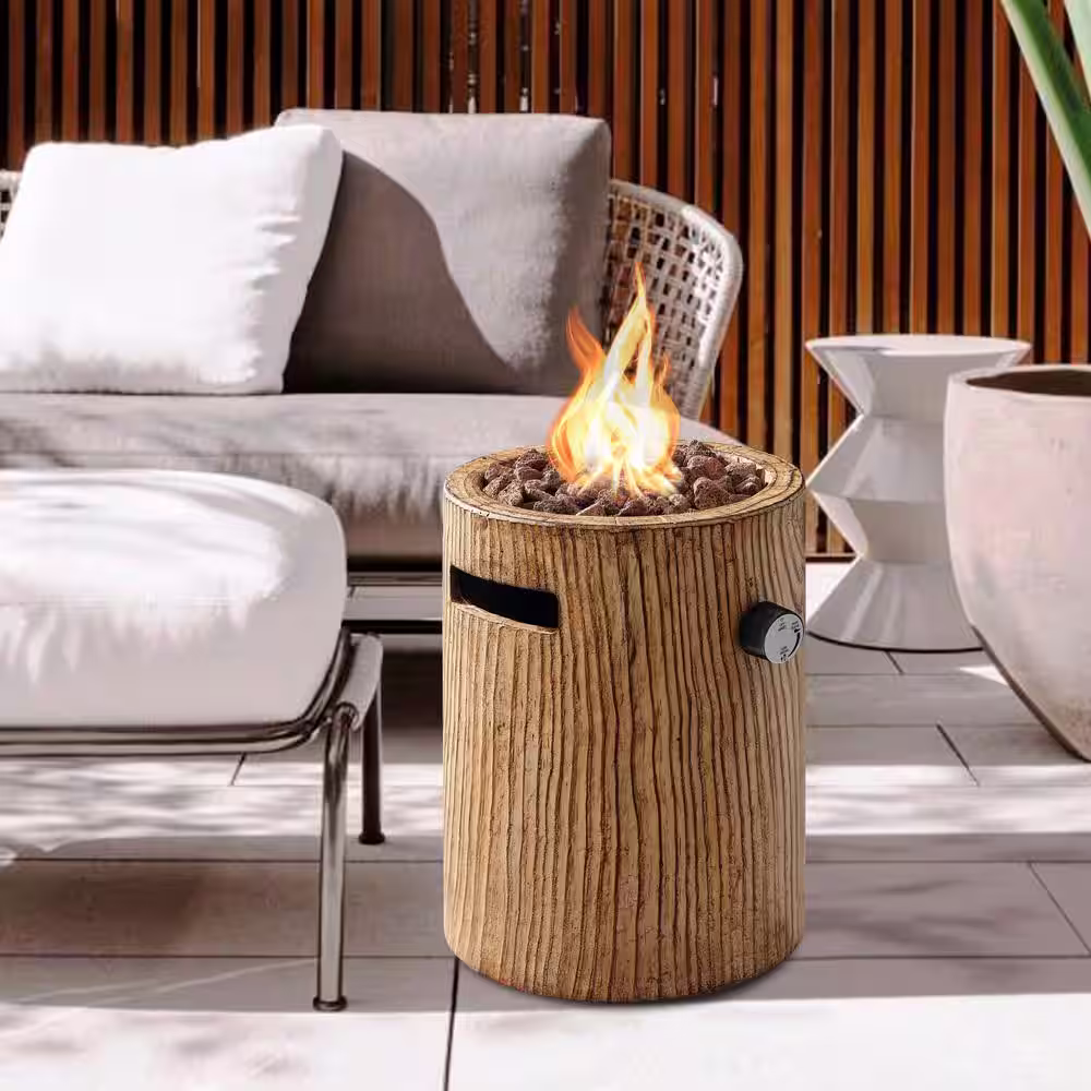 Kadehome 14 in. Brown Outdoor Gas Fire Tree Suitable for The Garden or Balcony