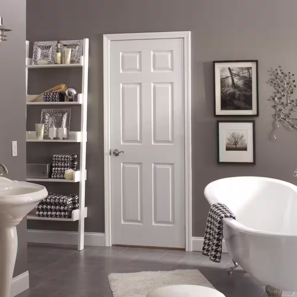 Masonite 24 in. x 80 in. 6-Panel Left-Handed Solid Core Smooth Primed Composite Single Prehung Interior Door