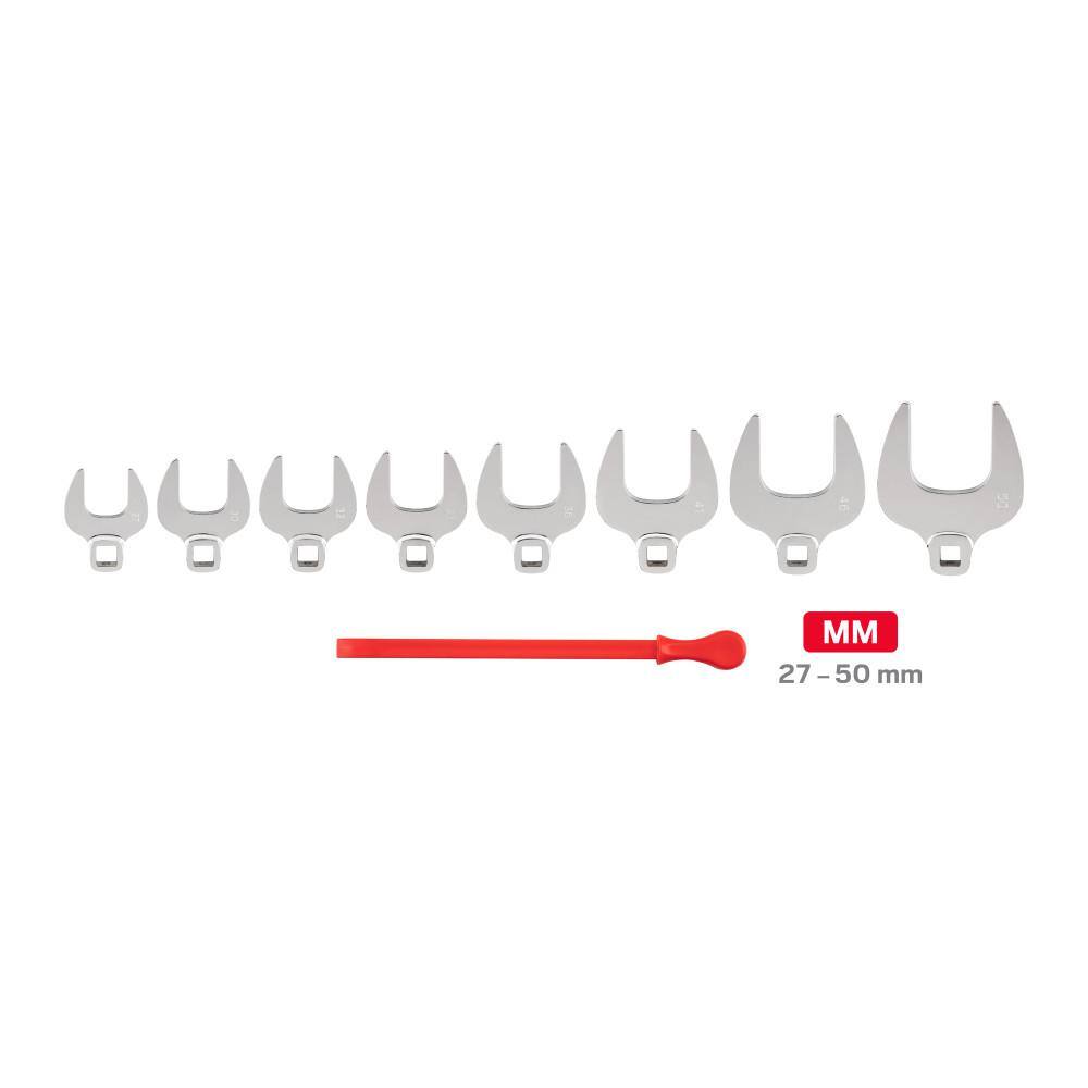 TEKTON 1/2 in. Drive Crowfoot Wrench Set, 8-Piece (27 mm - 50 mm) - Key