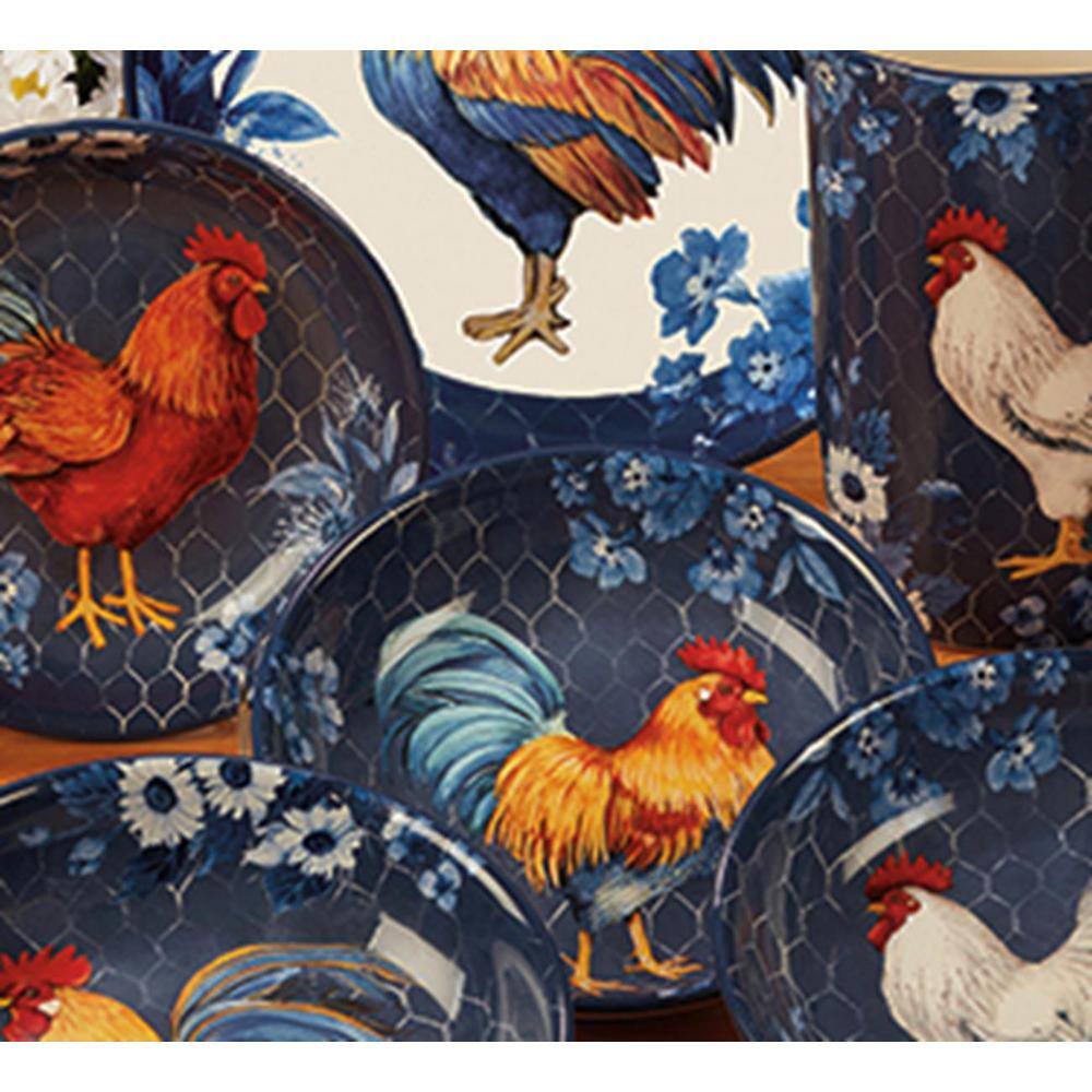Certified International Indigo Rooster 3-Piece Canister Set