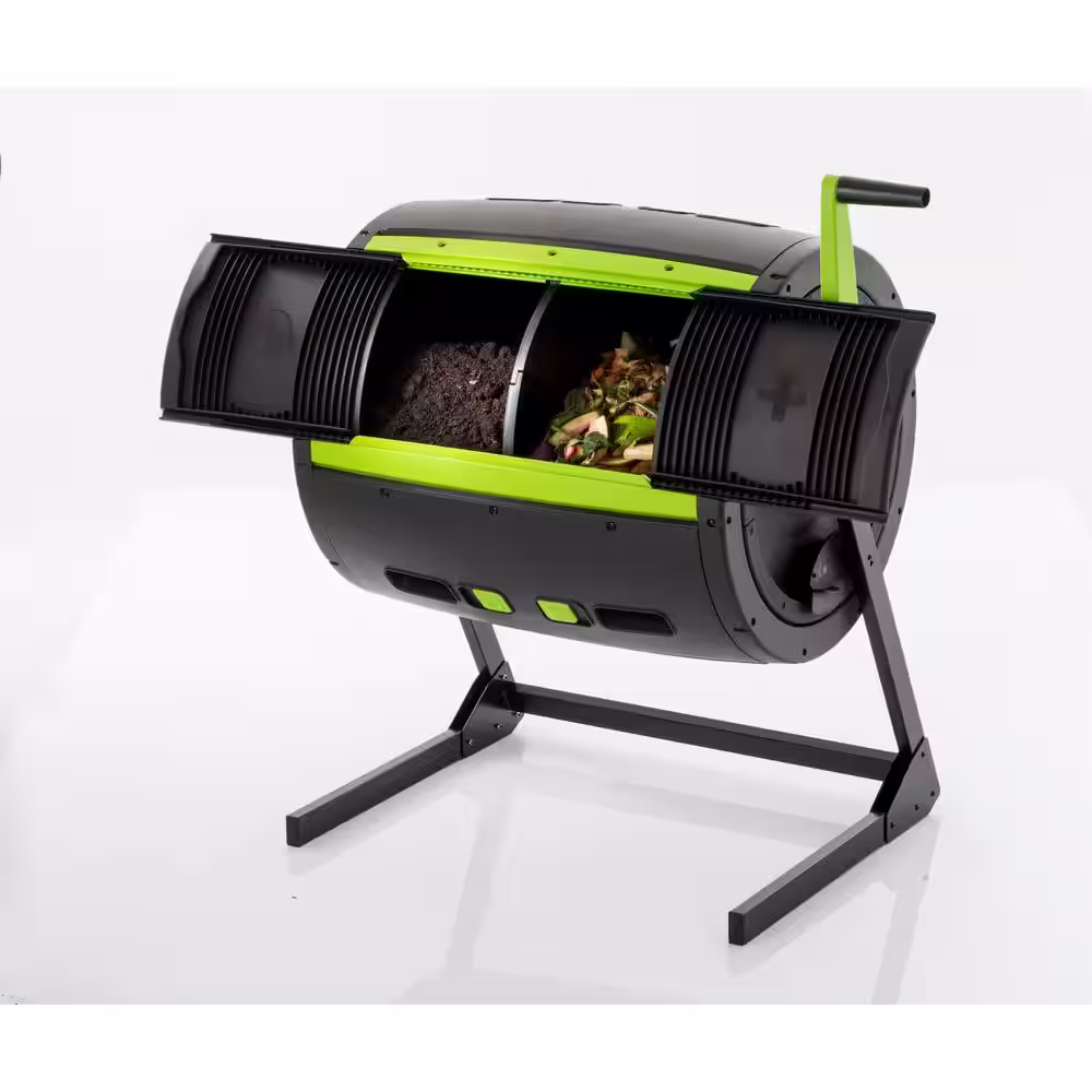 None Two 65 Gal. 2-Stage Composter Tumbler with Composting Cart	and 141 oz. Capacity 16 in. Round Steel Compost Sifter