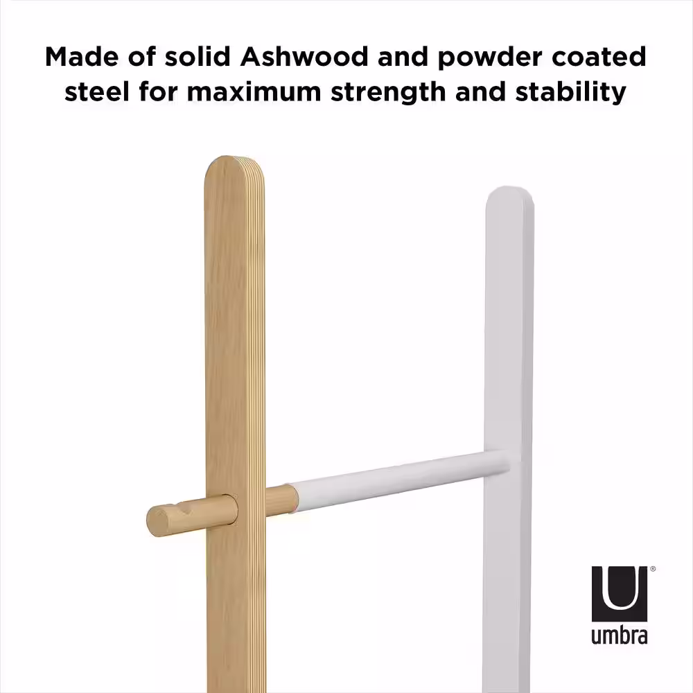 None Hub 16 in. - 24 in. Ladder White/Natural Closet Rod