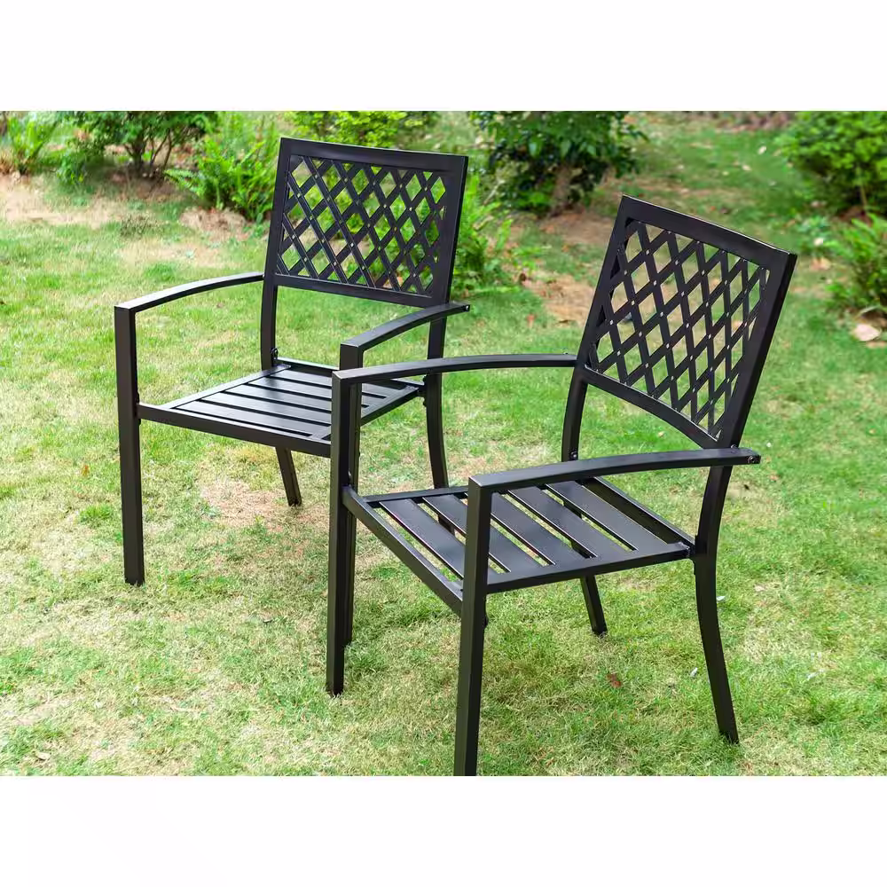 None 8-Piece Metal Patio Outdoor Dining Set with Navy Umbrella