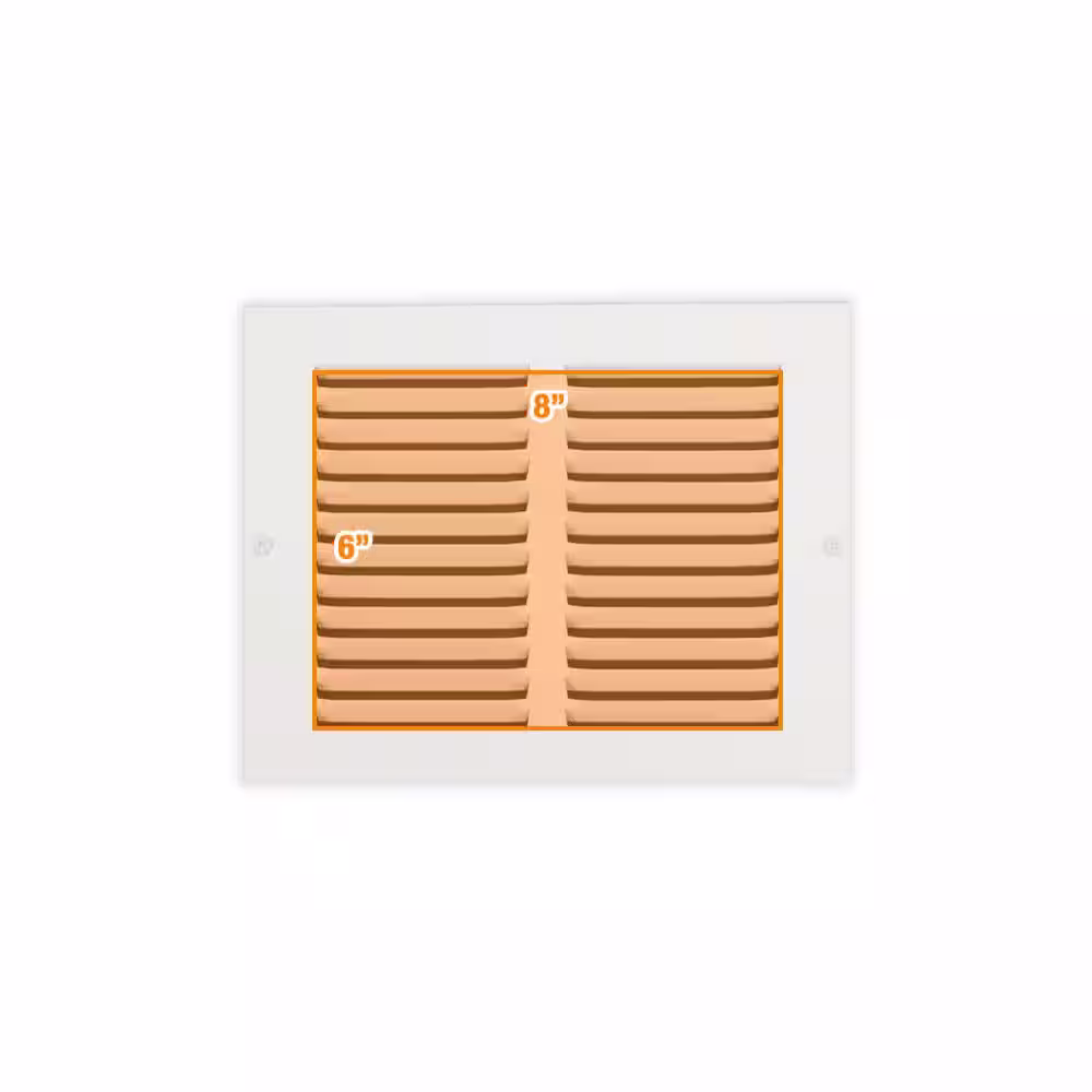 Everbilt 8 in. x 6 in. Steel Return Air Grille in White