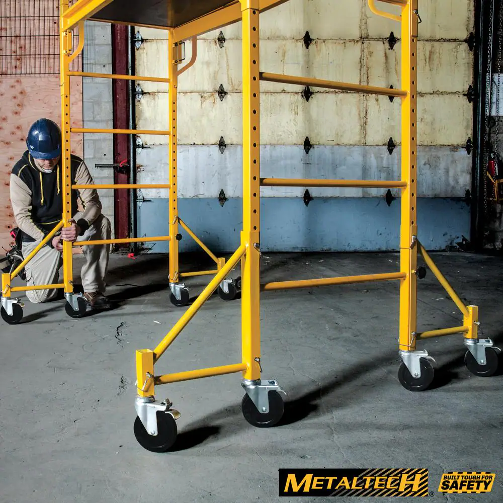 MetalTech 14-in. Scaffold Outriggers with 5-in. Heavy Duty Caster Wheels, Compatible with Metaltech Baker Scaffolding, 4-Pack