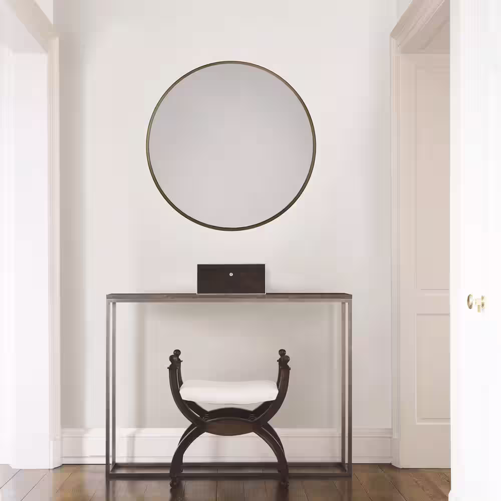 Habitat 30 in. x 30 in. Modern Round Framed Adelina Metallic Gold Circular Accent Mirror