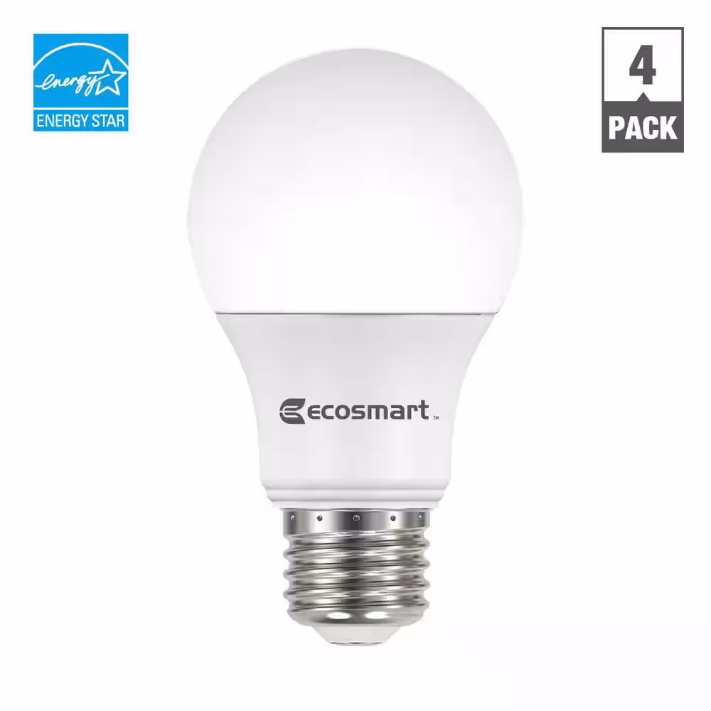 EcoSmart 60-Watt Equivalent A19 Dimmable Energy Star LED Light Bulb Bright White (4-Pack)
