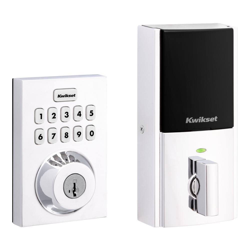 Kwikset Home Connect 620 Keypad 869 Contemporary Polished Chrome Connected Smart Lock Deadbolt with Z-Wave-700 Feat SmartKey
