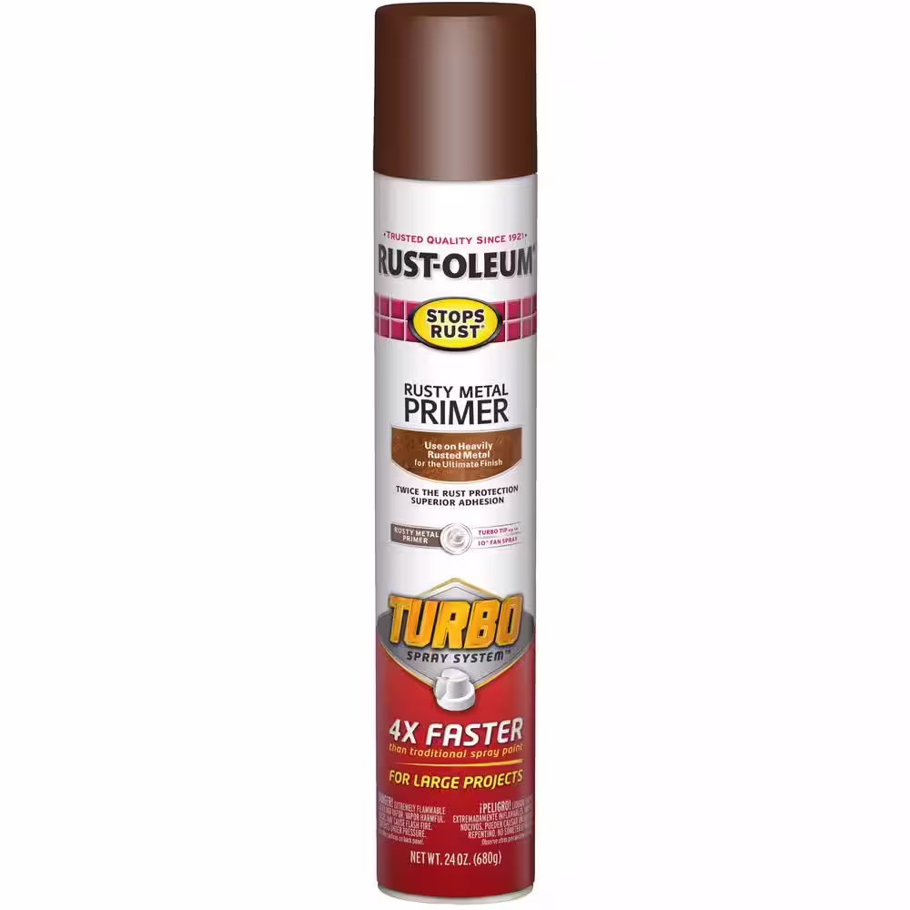 Rust-Oleum Stops Rust 24 oz. Turbo Spray System Interior/Exterior Flat Rusty Metal Primer Spray (6-Pack)