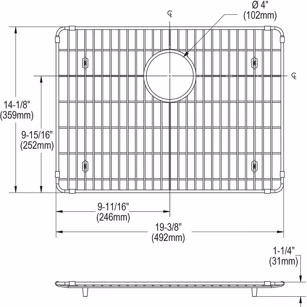 Elkay Crosstown 19.375 in. x 14.125 in. Bottom Grid for Kitchen Sink in Stainless Steel