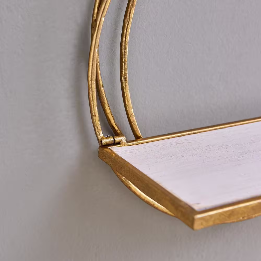 DANYA B Golden Rings Floating Decorative Wall Shelves (Set of 2)