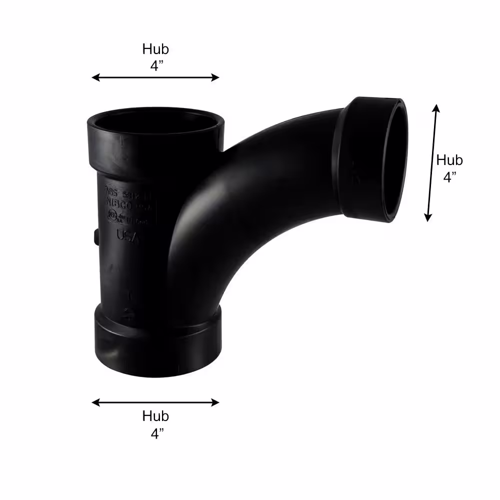 NIBCO 4 in. ABS DWV All Hub Long-Radius Sanitary Tee