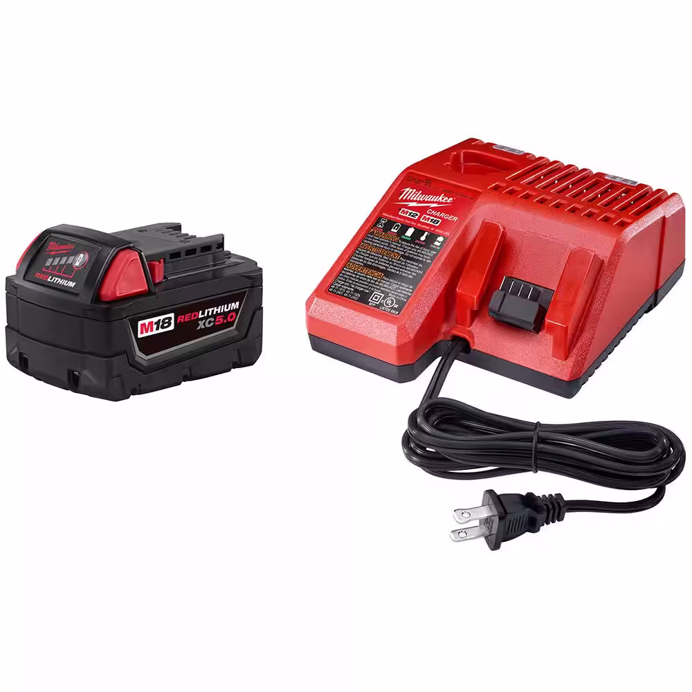 Milwaukee M18 18-Volt Lithium-Ion Cordless Compact Vacuum w/ (1) 5.0Ah Battery and Charger