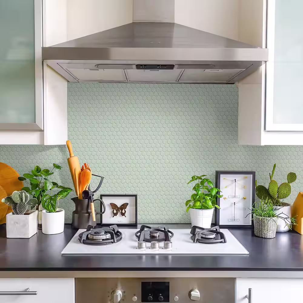 Merola Tile Metro 1 in. Hex Glossy Mint 10-1/4 in. x 11-7/8 in. Porcelain Mosaic Tile (8.6 sq. ft./Case)