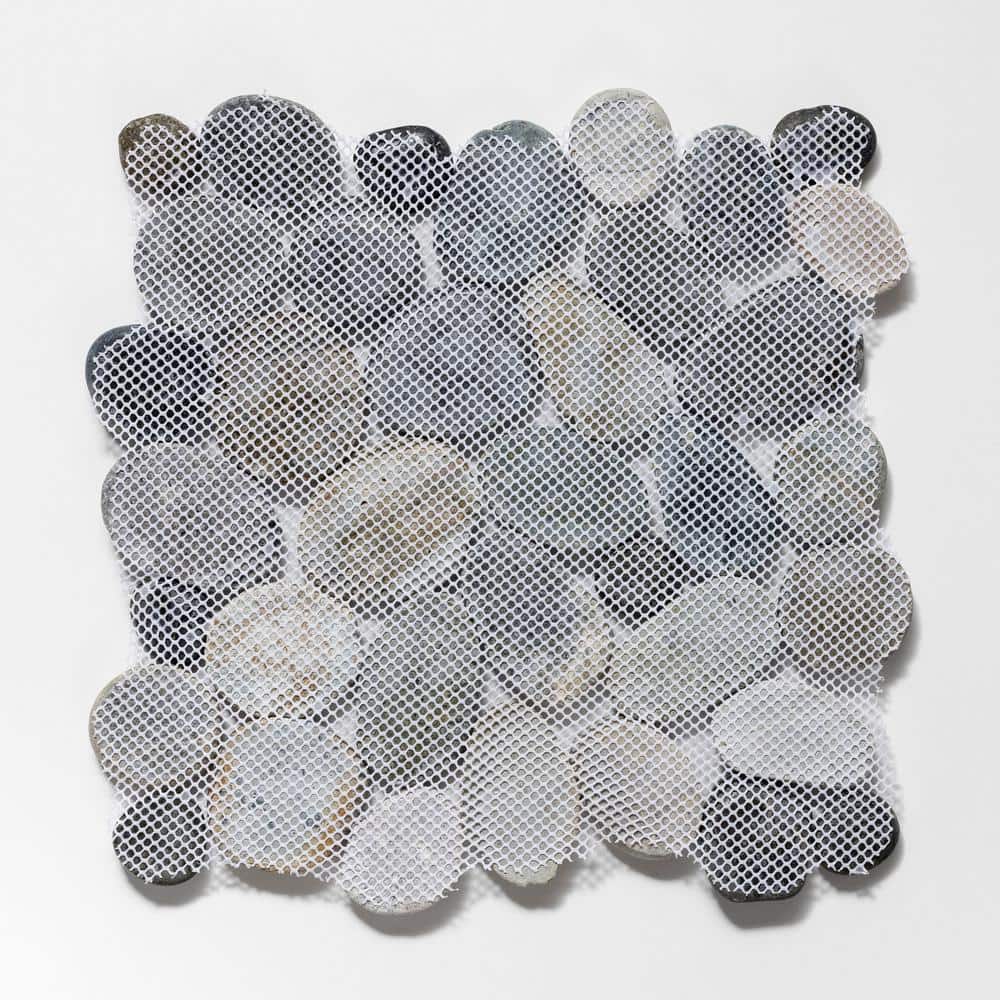 TILE CONNECTION Classic Pebble Tile River Grey 11-1/4 in. x 11-1/4 in. x 12.7 mm Mesh-Mounted Mosaic Tile (9.61 sq. ft. / case)