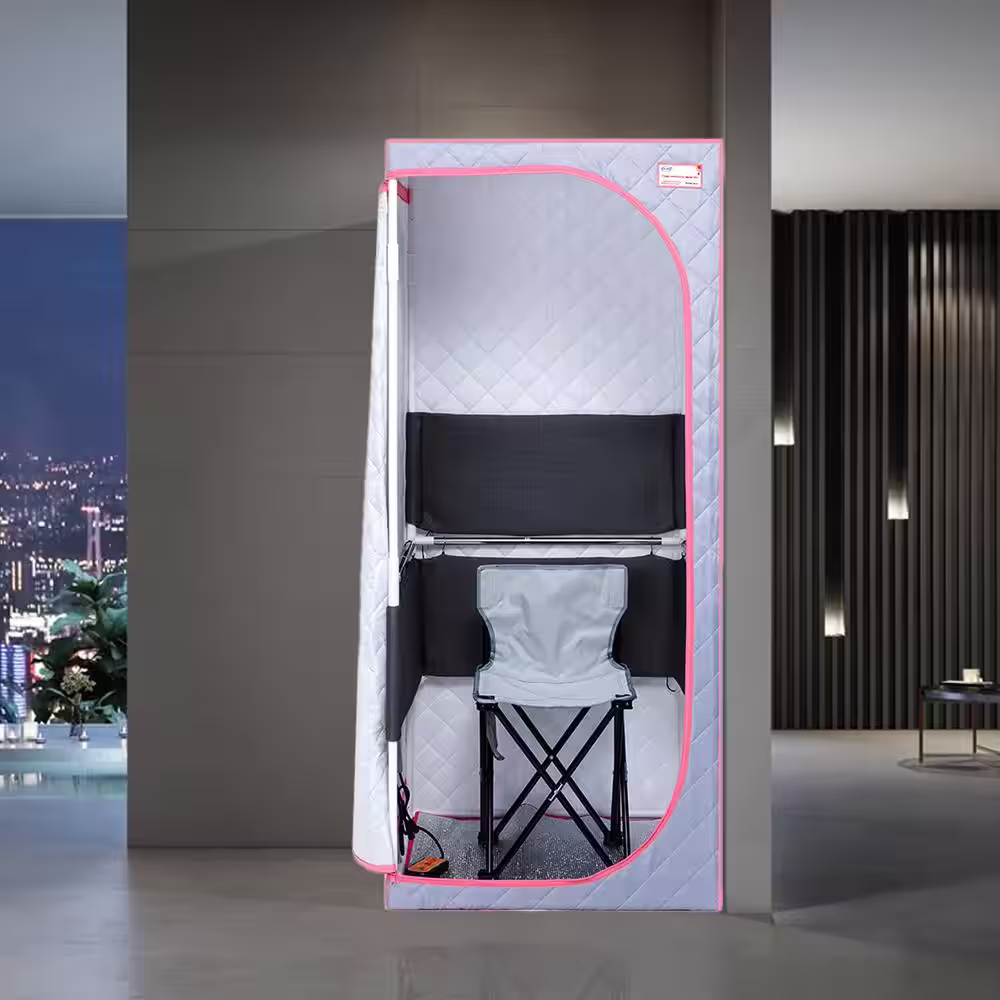 None 1-Person Gray Full Size Infrared Portable Sauna with Foldable Chair
