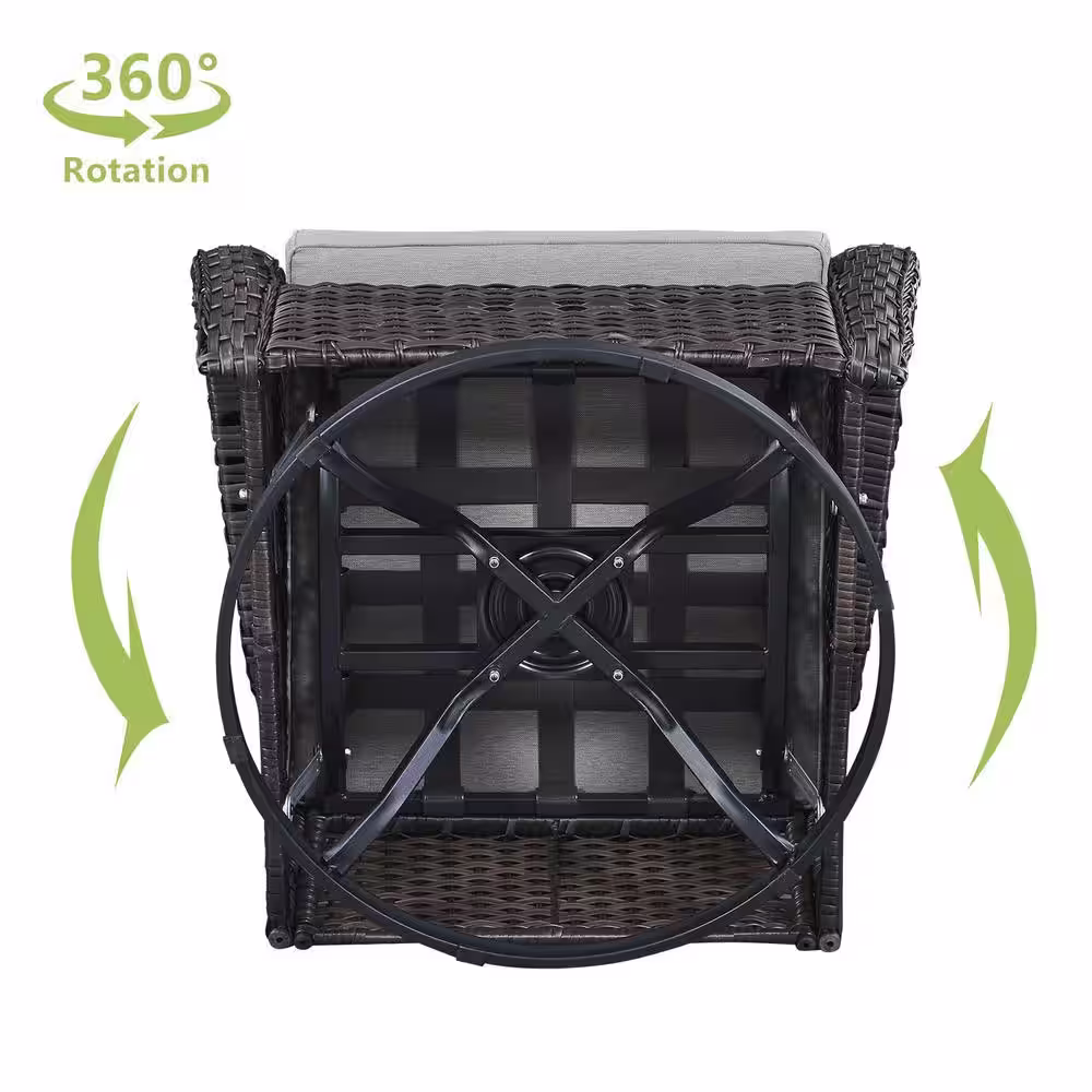 Gymojoy Carolina Gray 3-Pieces Wicker Patio Conversation Deep Seating Set with CushionGuard Beige Cushions