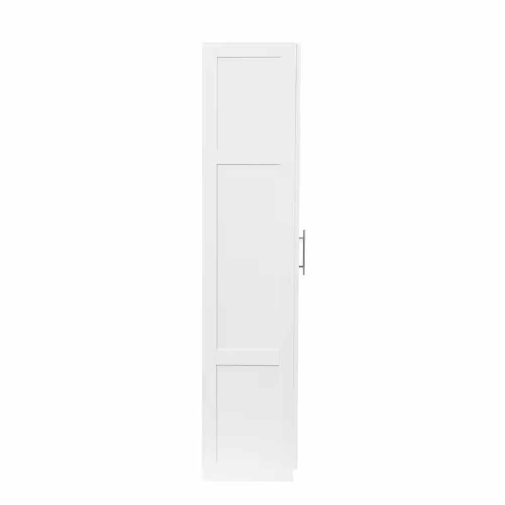 ATHMILE White High Wardrobe and Kitchen Cabinet with 2-Doors and 3-Partitions