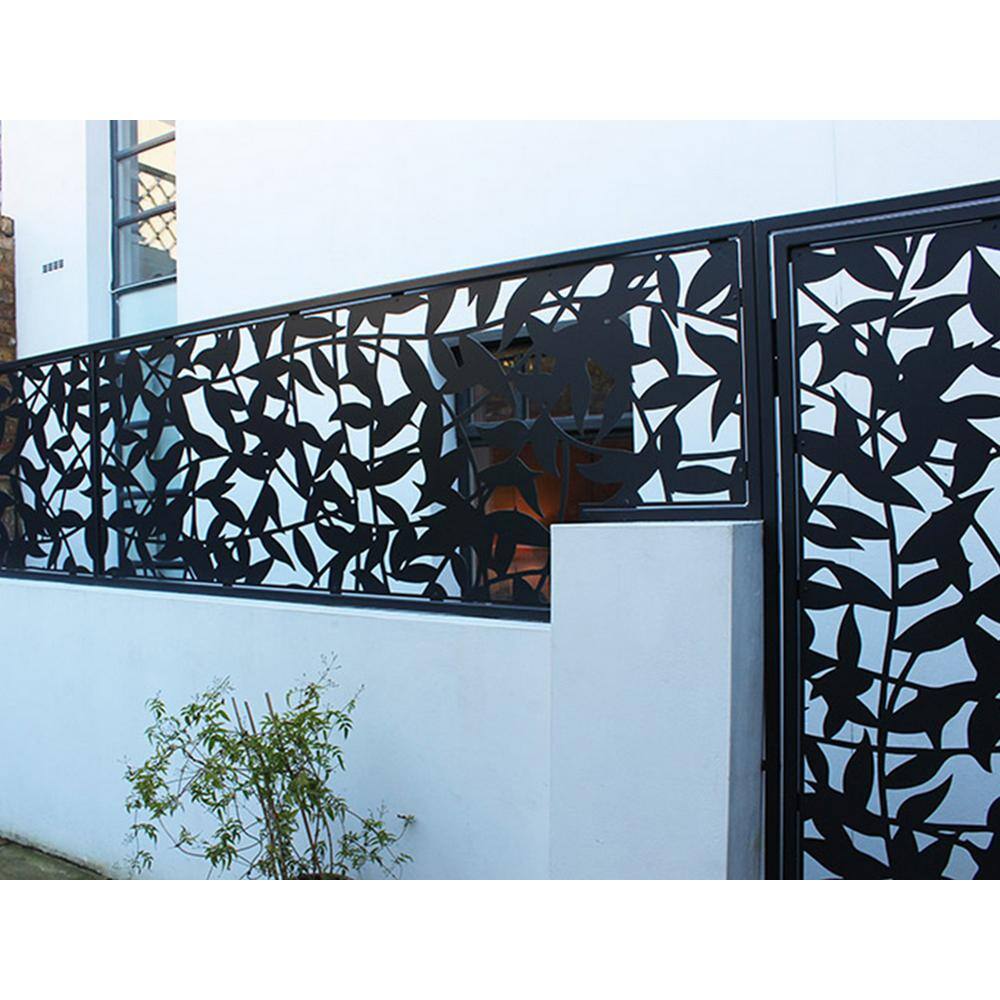 Ejoy New Style MetalArt Laser Cut Metal Black AlgebraStrike Privacy Fence Screen (24 in. x 48 in. per Piece 1-Piece)