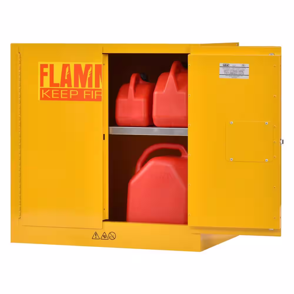 Edsal Steel Freestanding Flammable Liquid Safety Double-Door Storage Cabinet in Yellow (35 in. H x 35 in.W x 22 in. D)