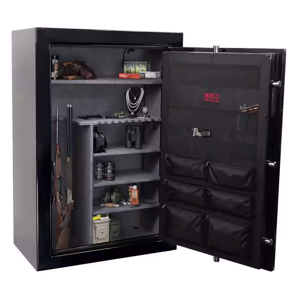 Sports Afield Preserve 40-Gun Fire and Waterproof Gun Safe with Electronic Lock, Black Textured Gloss