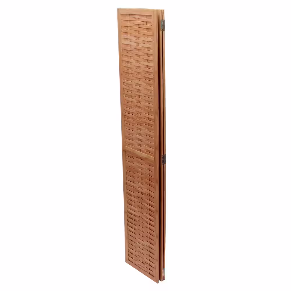 HOUSEHOLD ESSENTIALS Bamboo 3 Panel Screen with Basket weave
