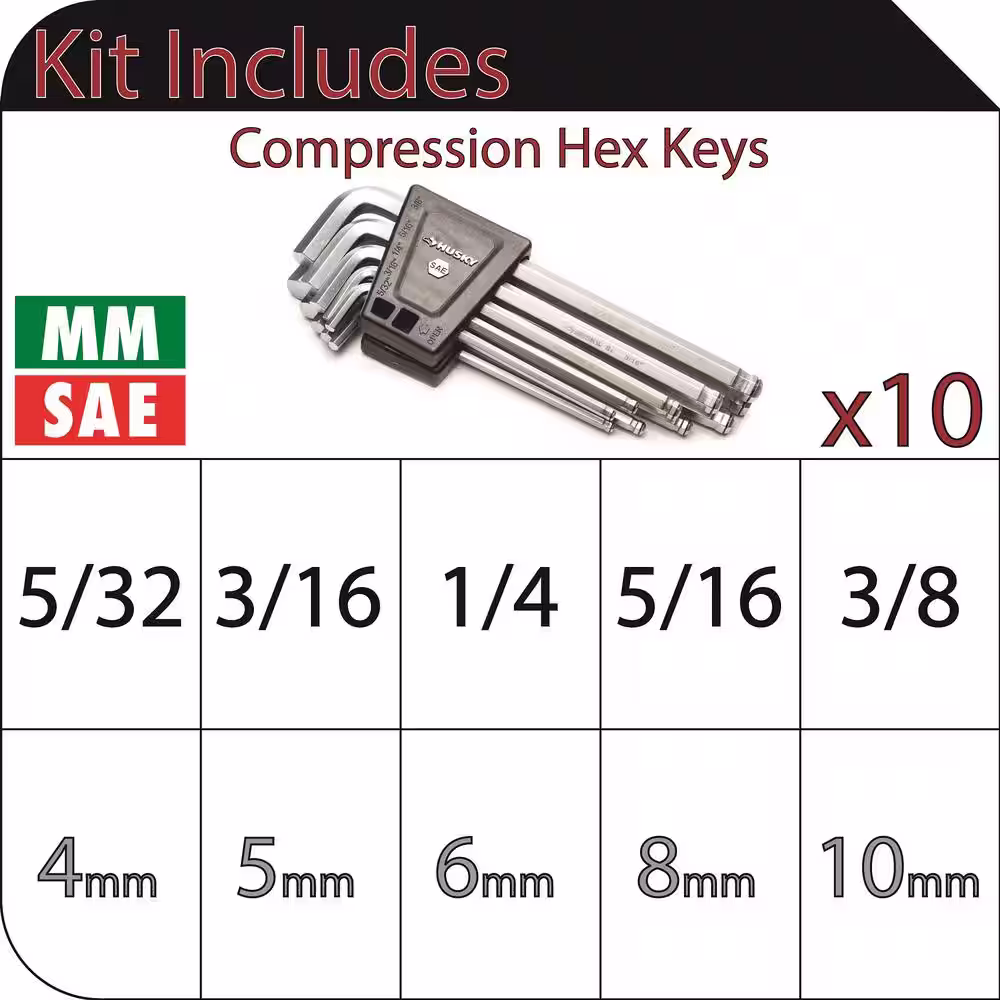 Husky Compression Hex Key Set (10-Piece)