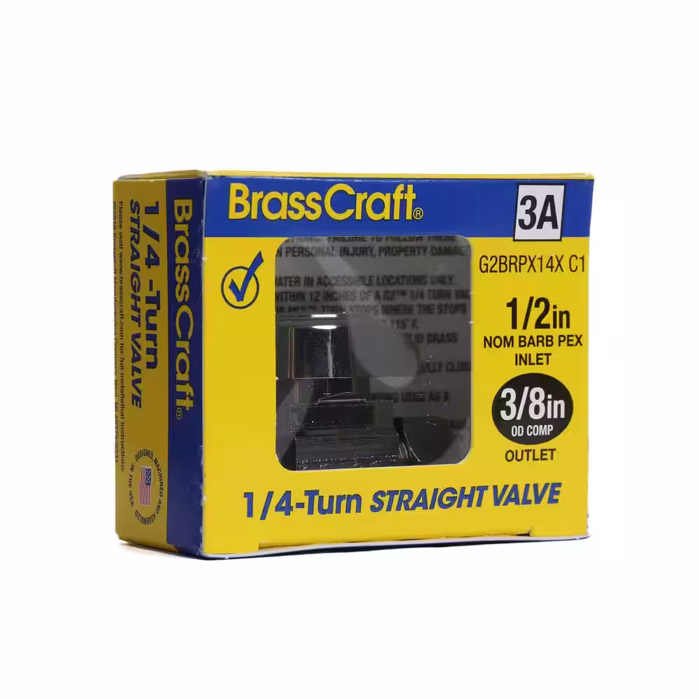 BrassCraft 1/2 in. Crimp PEX Barb Inlet x 3/8 in. Compression Outlet Straight Valve