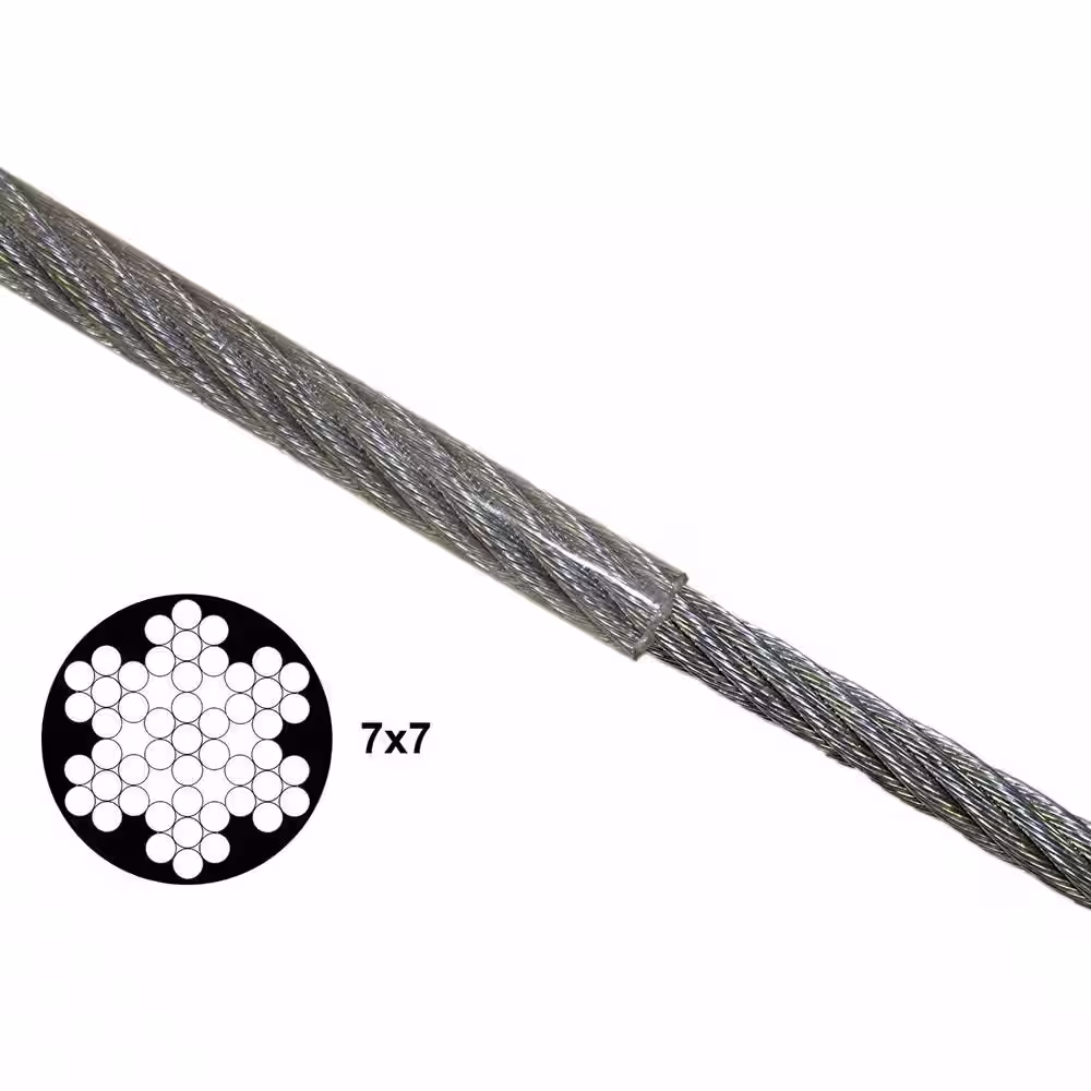 KingChain 3/32 in. x 1/8 in. x 250 ft. Vinyl-Coated Galvanized Aircraft Cable, 7x7 Construction - 184 lbs Safe Work Load - Reeled