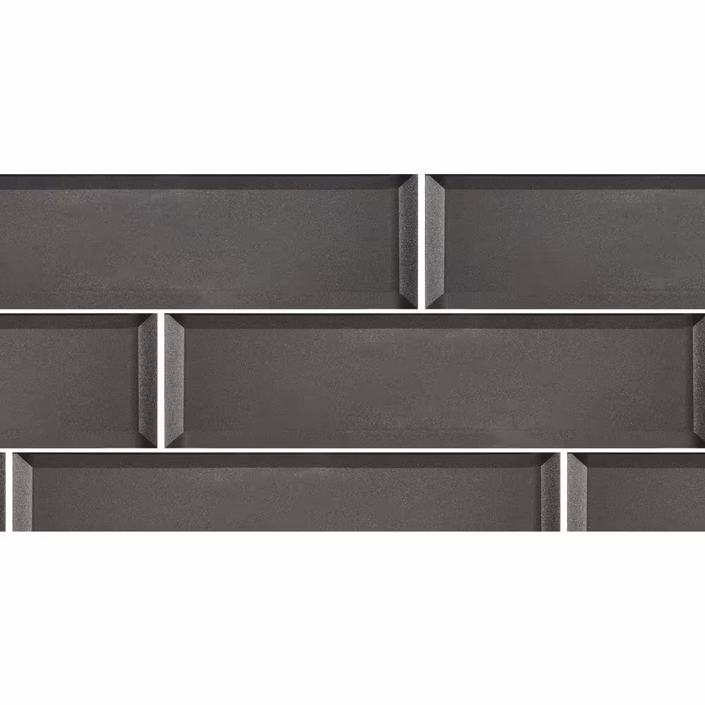 ABOLOS Secret Dimensions Glossy Gray Beveled Large Format Subway 4 in. x 16 in. in. Glass Wall Tile (16 sq. ft./Case)