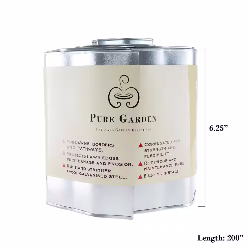 Pure Garden 16 ft. Galvanized Steel Lawn Edging