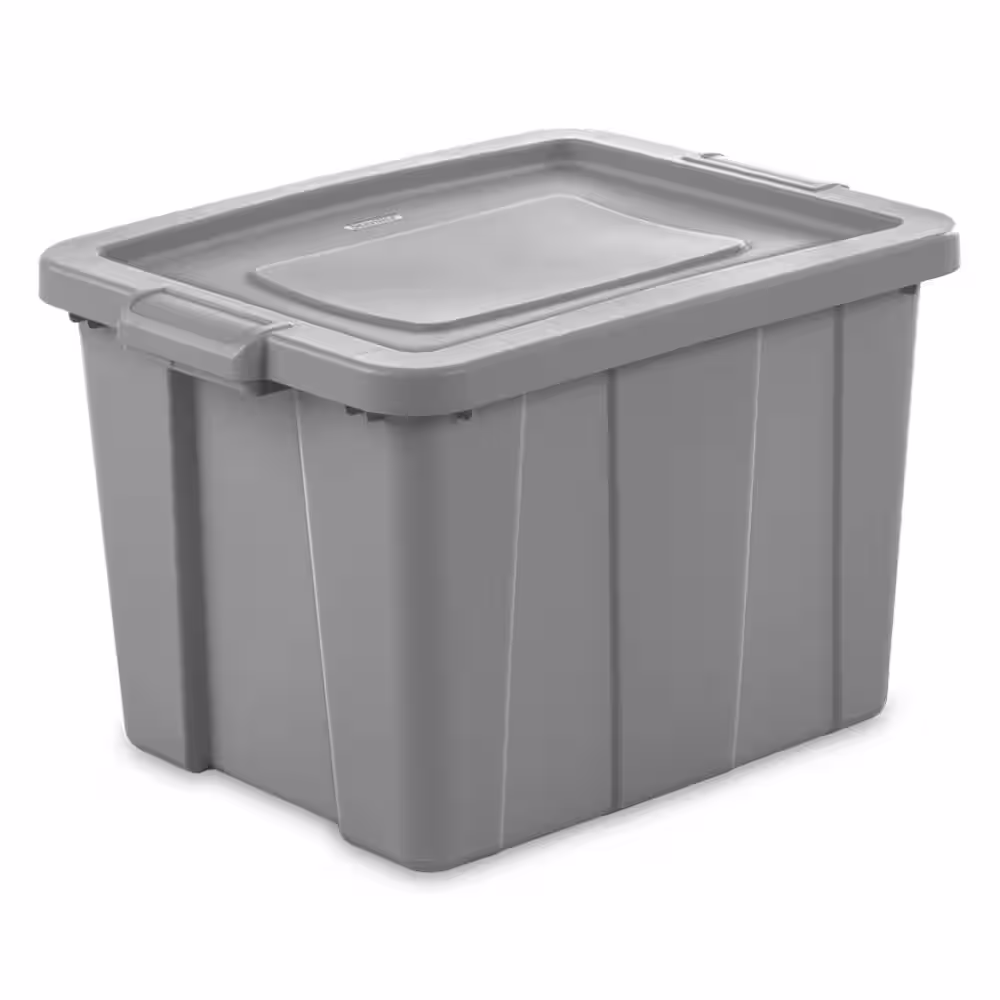 Sterilite 18 gal. Plastic Storage Tote with Lid in Gray (12-Pack)