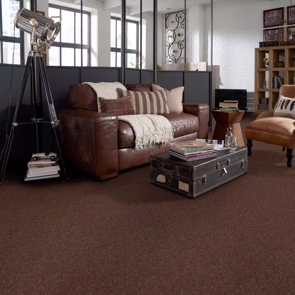 Home Decorators Collection Brave Soul II - Fudge - Brown 44 oz. Polyester Texture Installed Carpet