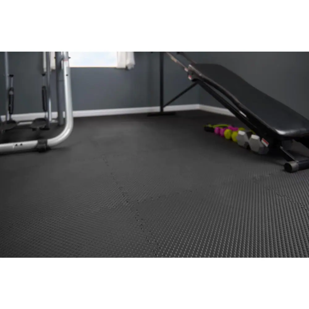 TrafficMaster Black/Gray 24 in. x 24 in. x 0.47 in. Foam Dual Sided Gym Floor Tiles (4 Tiles/Pack (16 sq. ft.)