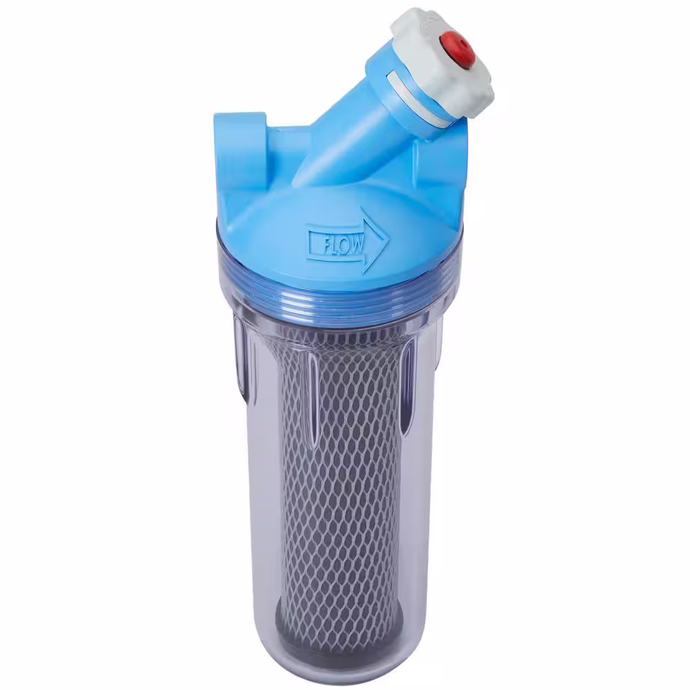 OmniFilter Whole Home Valve-in-Head 10 in. Standard Duty Water Filtration System with Pressure Relief in Blue/Clear