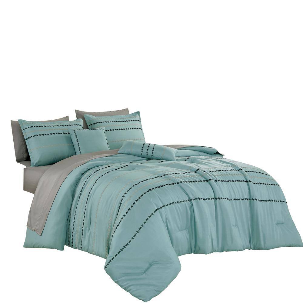 Shatex 9-Piece All Season Bedding CKing size Comforter Set, Ultra Soft Polyester Elegant Bedding Comforters Green