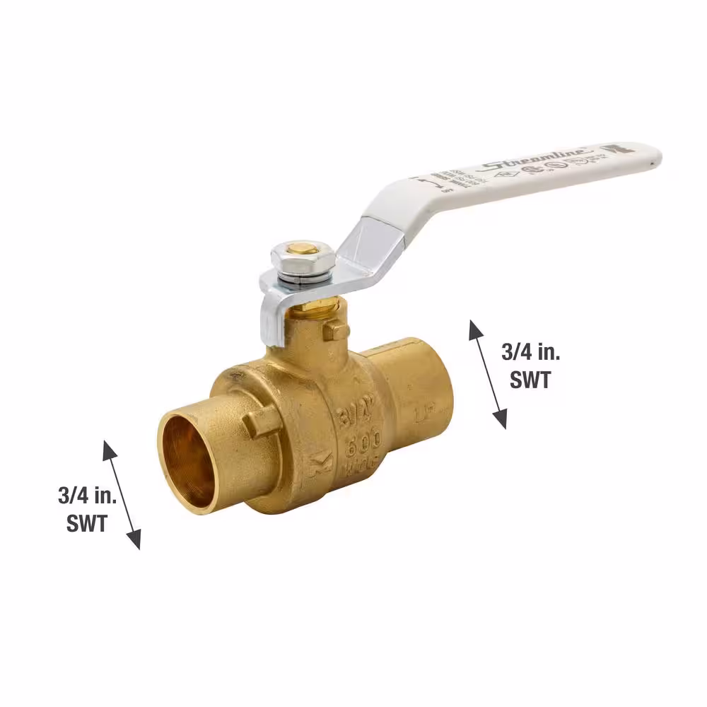 Streamline 3/4 in. Brass SWT Full Port Packing Gland Ball Valve