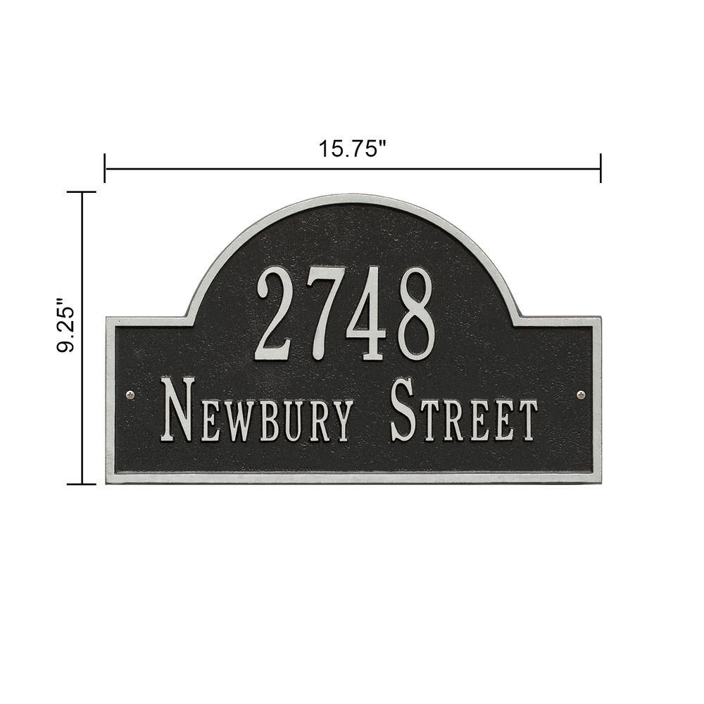 Whitehall Products Arch Marker Standard Black/Silver Wall 2-Line Address Plaque