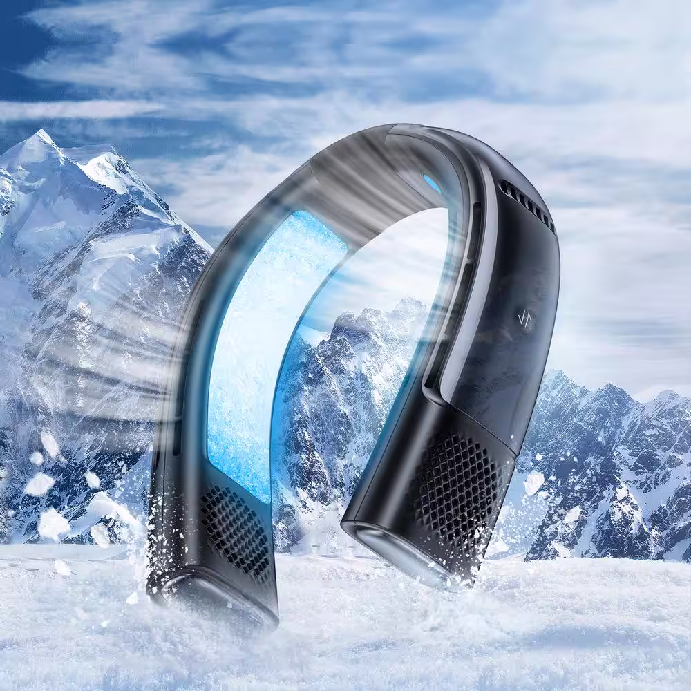 TORRAS Coolify 2S Bladeless 1.5 in. Wearable Neck Air Conditioner and Heater 3 Speeds Personal Fan in Black 5000 mAh