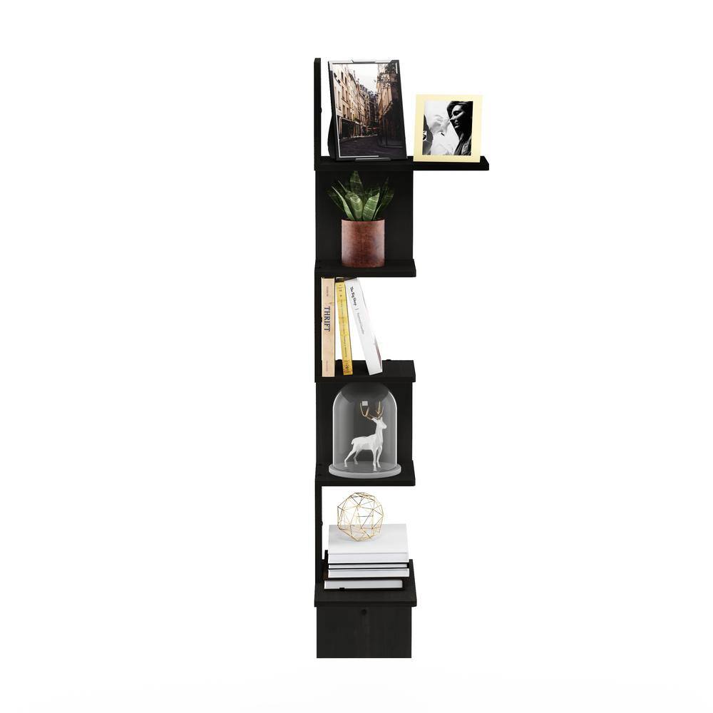 Furinno Rossi Modern 13 in. x 13 in. x 49 in. Espresso Wood Decorative Wall Shelf