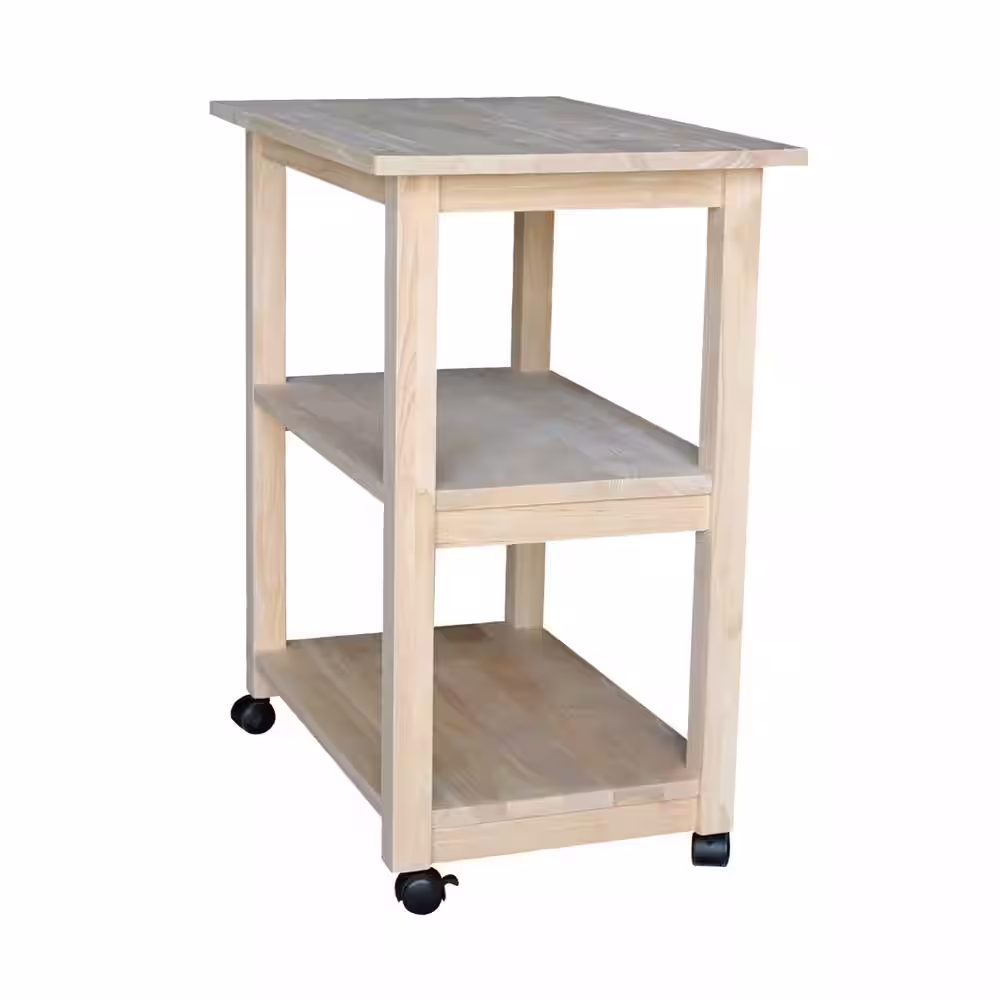 International Concepts Unfinished Microwave Cart with Shelves