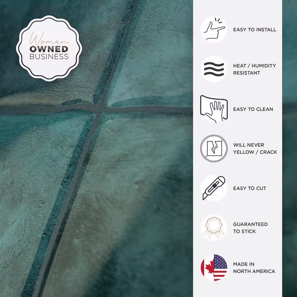 smart tiles Zellige Costa Blue 9 in. x 9 in. Vinyl Peel and Stick Tile (2.22 sq. ft./4-Pack)