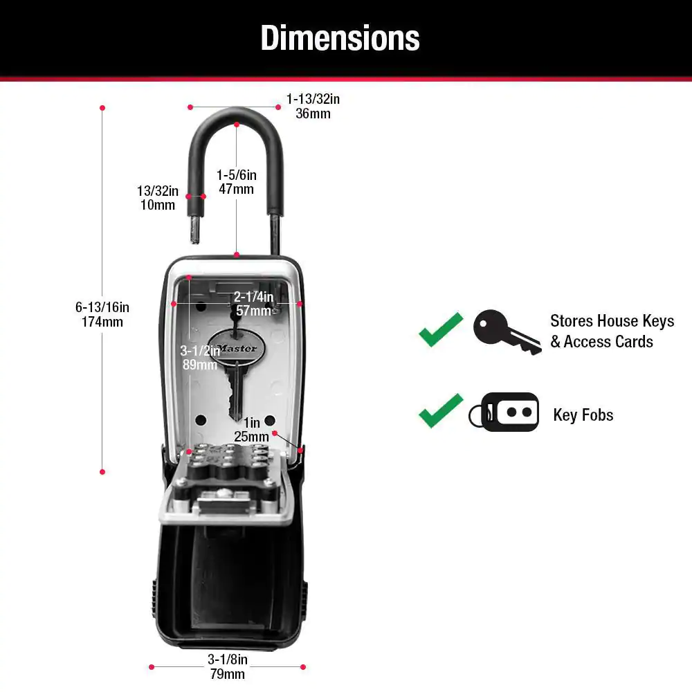 Master Lock Lock Box, Resettable Push Button Combination