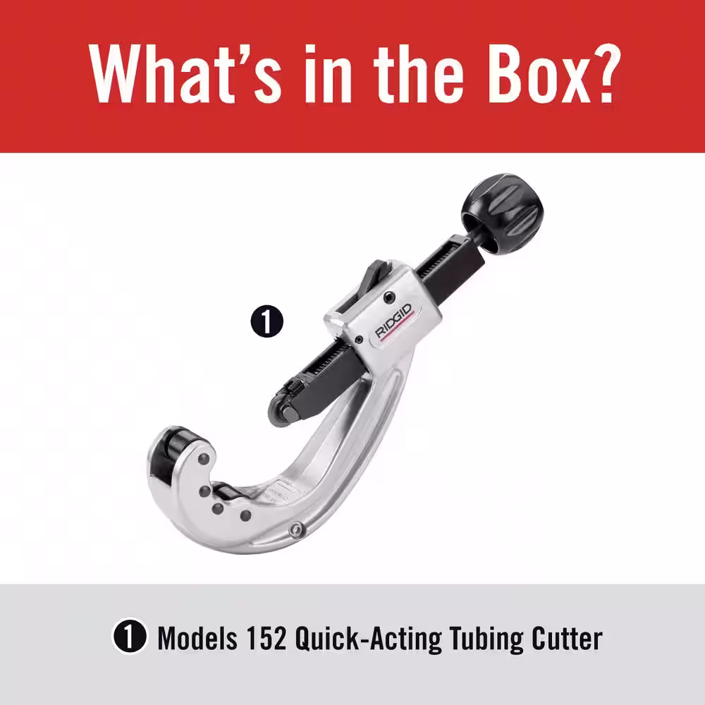 RIDGID 1/4 in. to 2-5/8 in. Model 152 Quick Acting Copper Pipe & Aluminum Tubing Cutter w/ Easy Change Wheel Pin + Spare Wheel