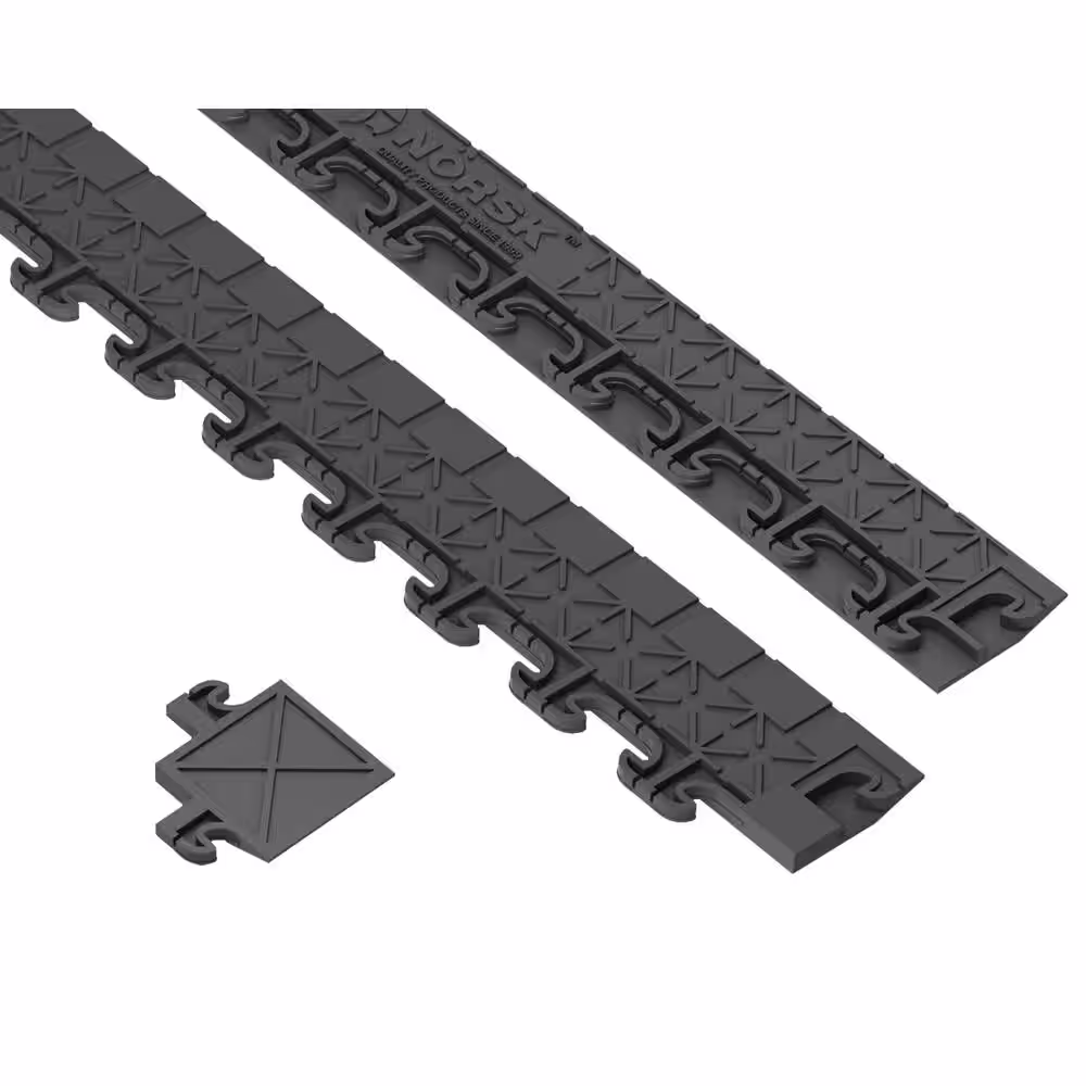 Norsk Hidden Gray 18 in. W x 18 in. L PVC Joint Interlocking Tile Trim Flooring Kit