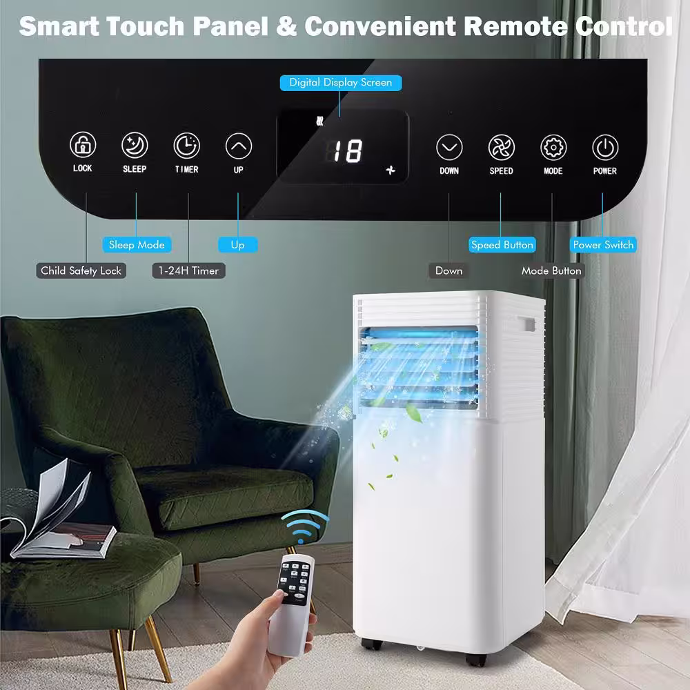 Gymax 3-in-1 8000 BTU (ASHRAE) 5300 BTU (DOE)Portable Air Conditioner AC Unit Air Cooler 230 sq. ft.