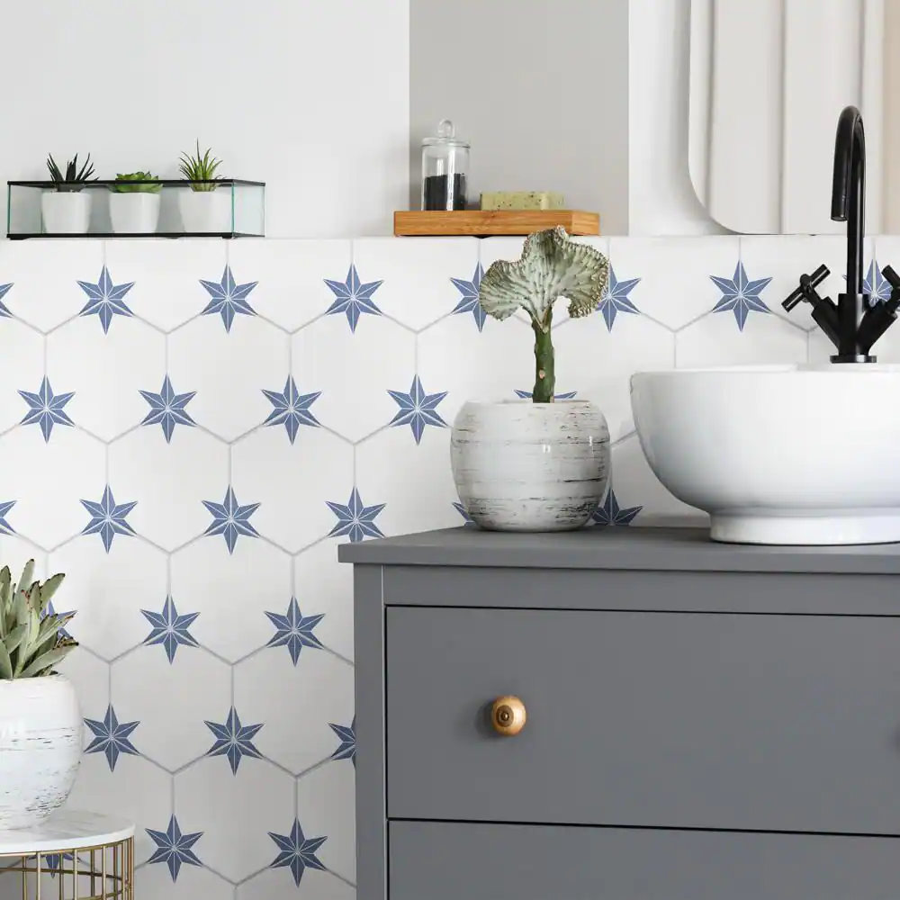 Merola Tile Stella Hex Azul 8-5/8 in. x 9-7/8 in. Porcelain Floor and Wall Tile (11.5 sq. ft./Case)
