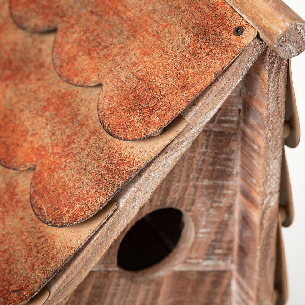 SULLIVANS 12.5 in. Brown Copper Shingled Wood Birdhouse